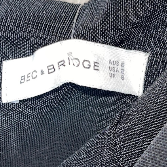 NWT BEC + BRIDGE Black Lace Up Corset Strapless Asymmetrical Midi Dress Size 2 - Picture 7 of 10